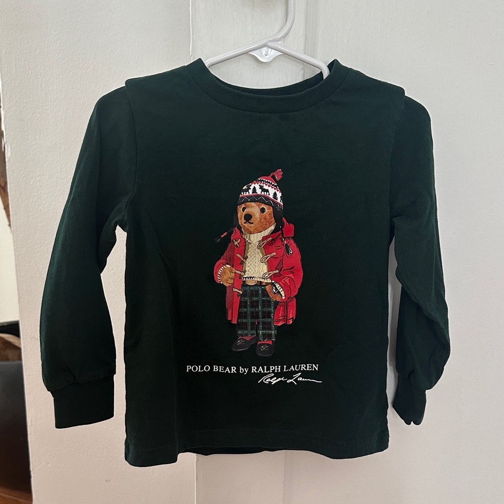 Polo by Ralph Lauren Kids Dark Green Bear Long Sleeve Tee